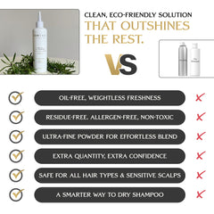 DARCASE dry shampoo before-after look—instant refresh between washes