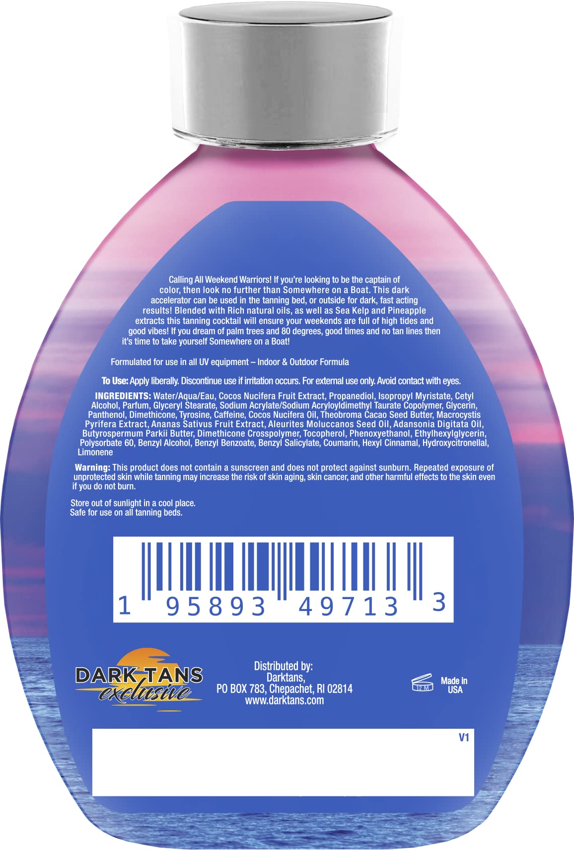 DARK TANS EXCLUSIVE Somewhere On A Boat lotion close-up shows creamy texture and no bronzer