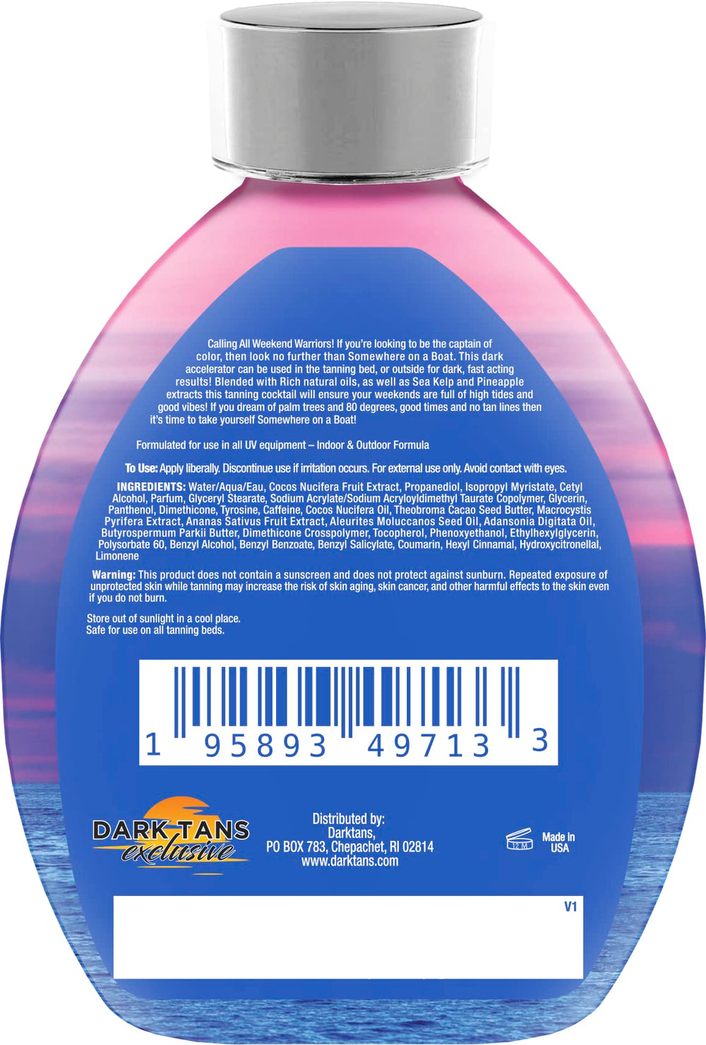 DARK TANS EXCLUSIVE Somewhere On A Boat lotion close-up shows creamy texture and no bronzer