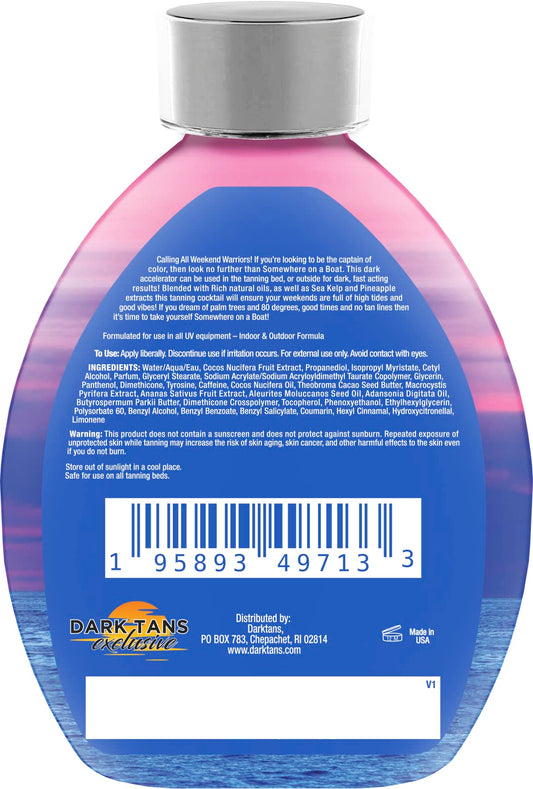 DARK TANS EXCLUSIVE Somewhere On A Boat lotion close-up shows creamy texture and no bronzer