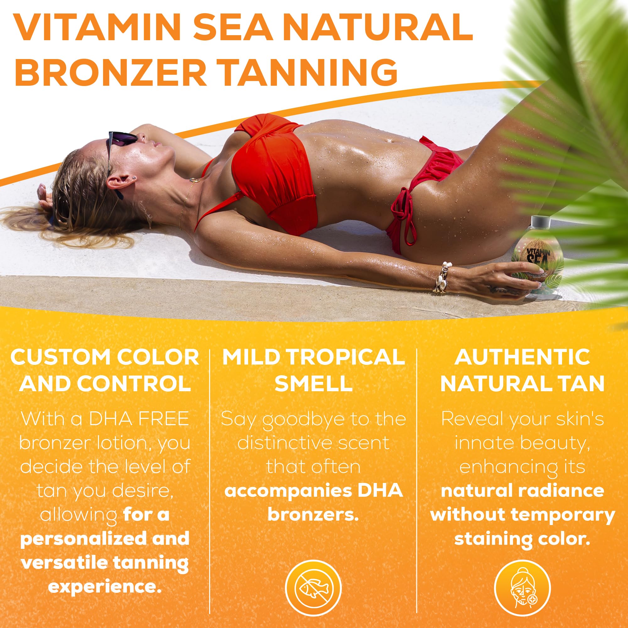 Tattoo-friendly packaging of Vitamin Sea bronzer by Dark Tans Exclusive
