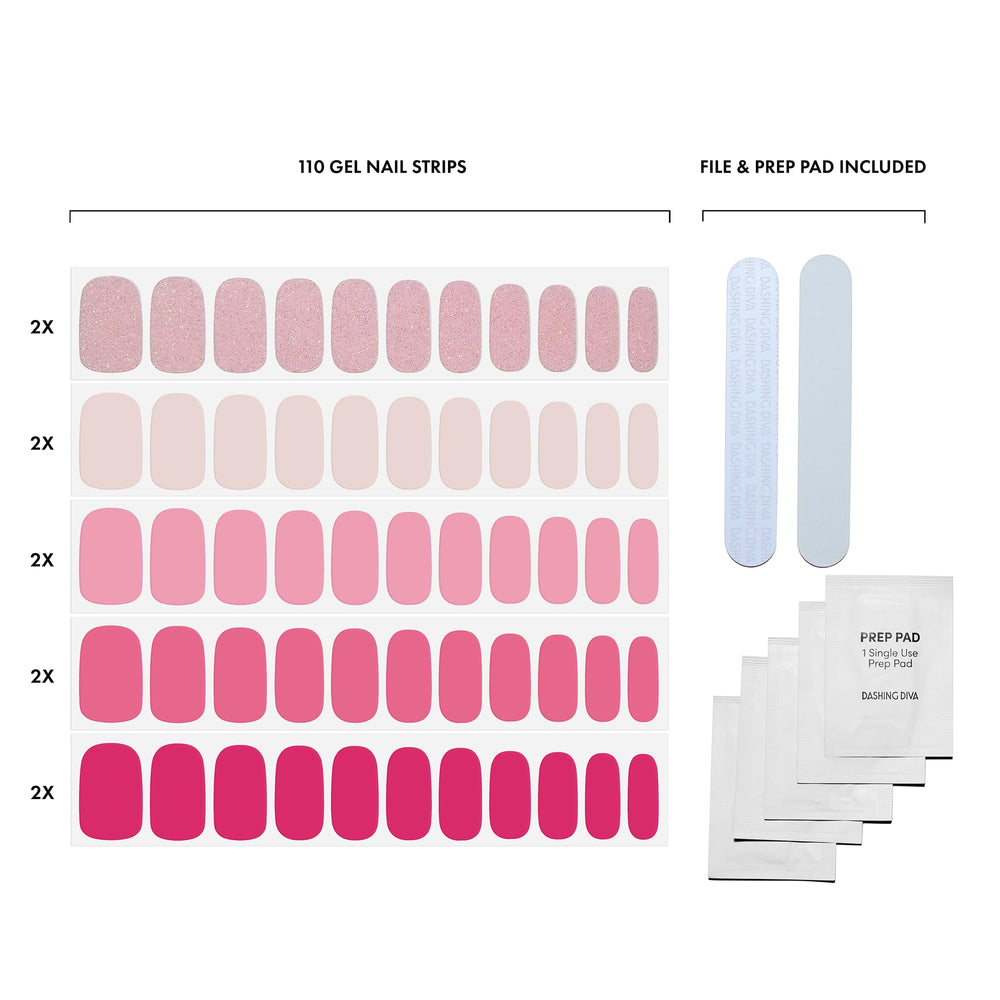 Dashing Diva Best of Pinks strips on nails with prep pad