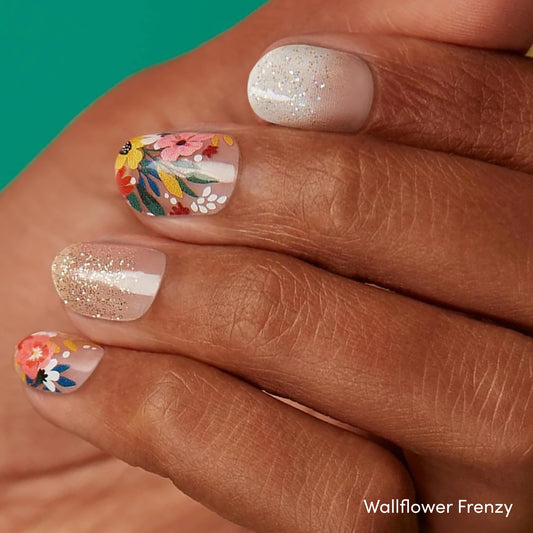 Dashing Diva Bug Off nail strip with floral theme for chip-free wear