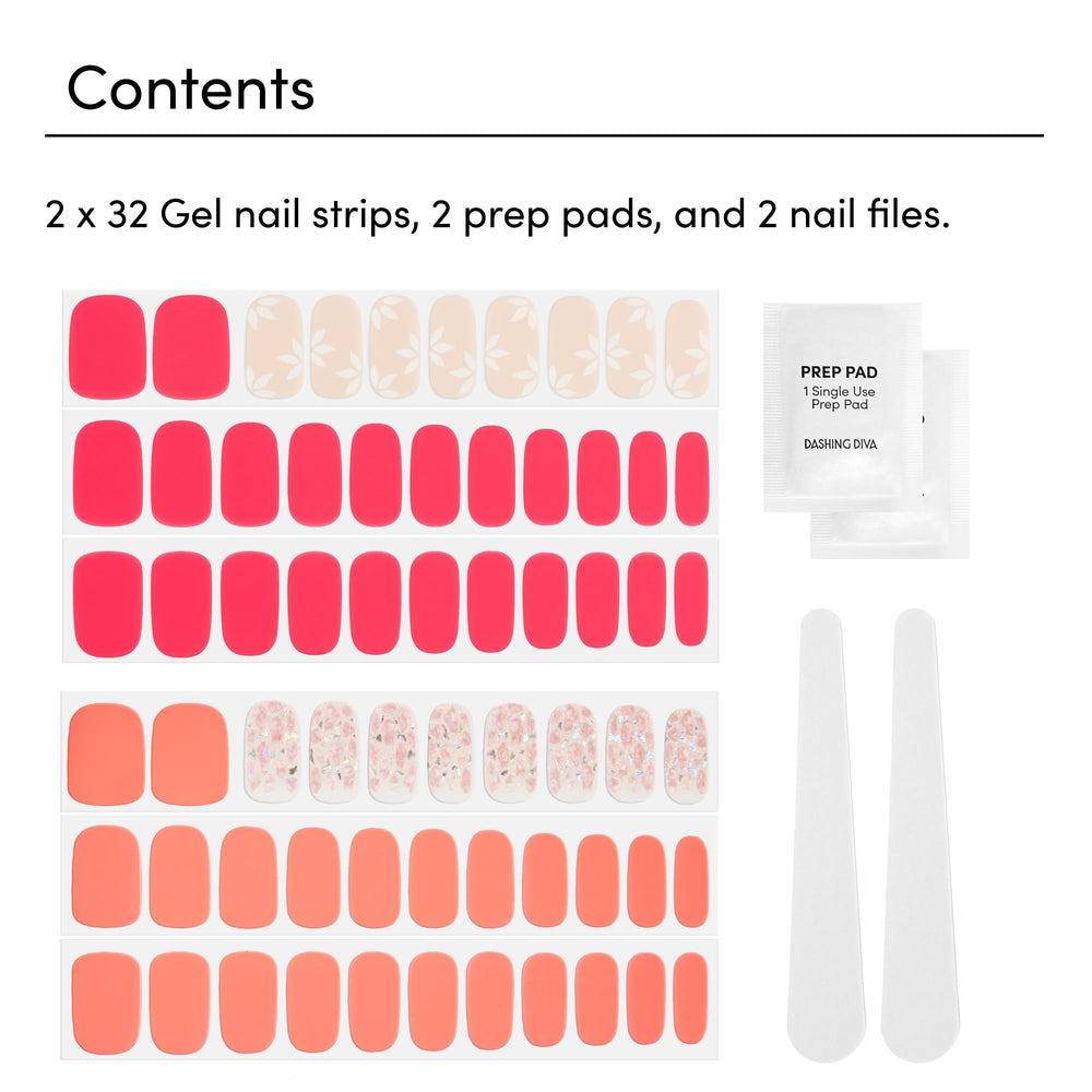 Fruit Punch Petals nails close-up with glossy gel-like finish