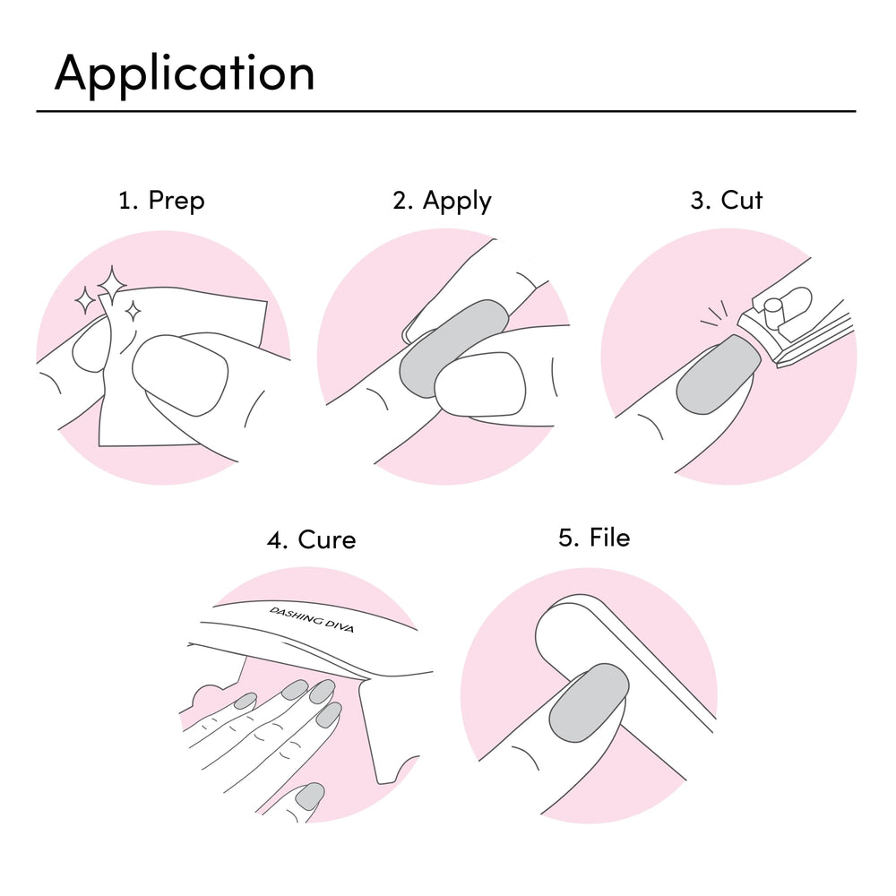 Dashing Diva Glaze Daikon pack with 32 semi-cured strips for versatile manicures