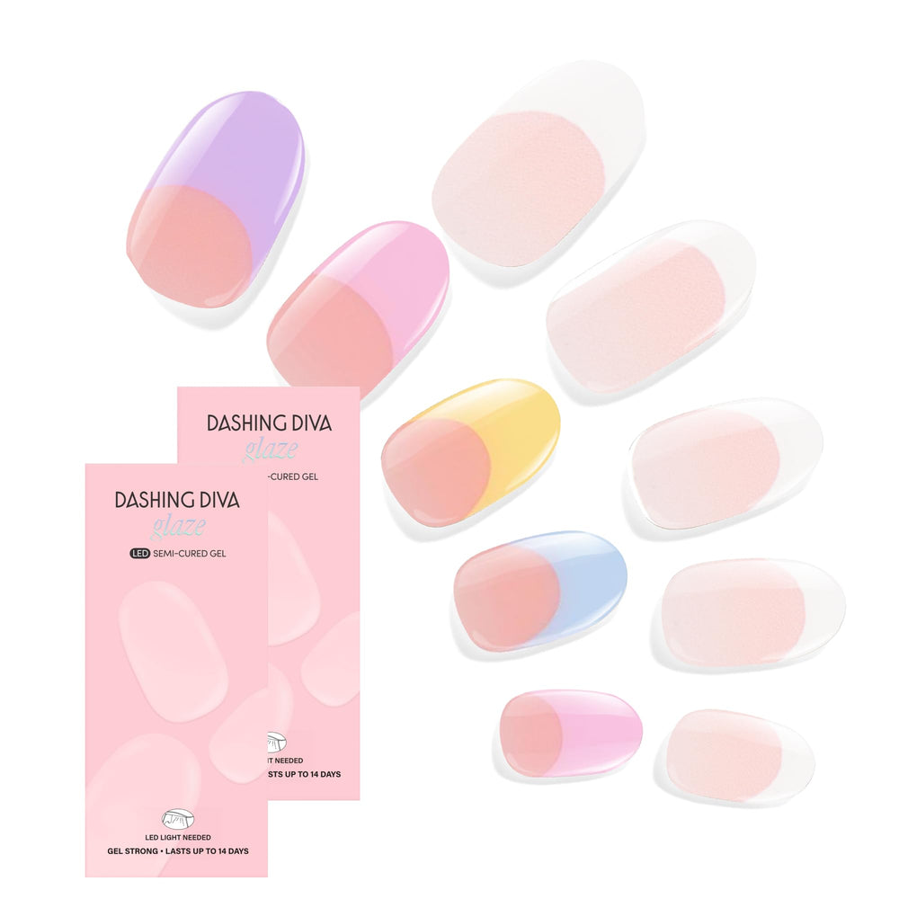 Dashing Diva Glaze Pearly Whites set on nails for a glossy, long-lasting finish.