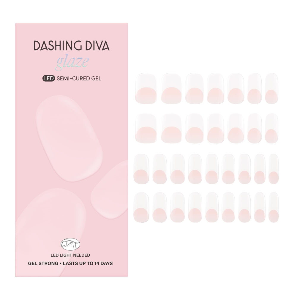 Dashing Diva Glaze Pearly Whites set of 32 semi-cured strips for long-lasting color.