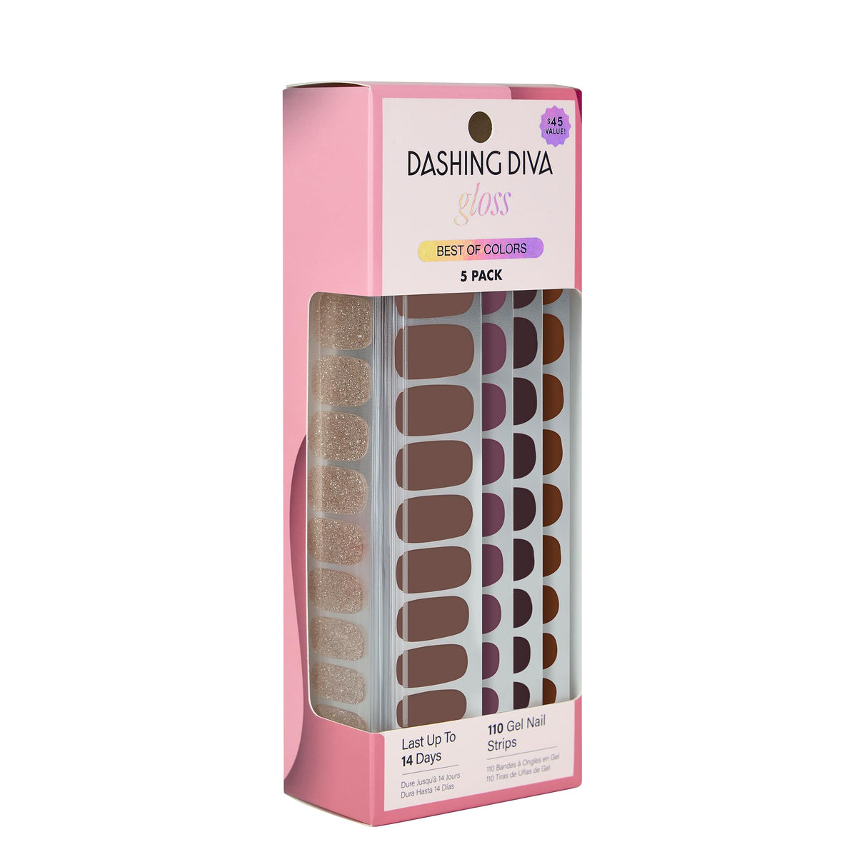 Dashing Diva Gloss kit packaging showing 110 wraps for long-lasting gel nails