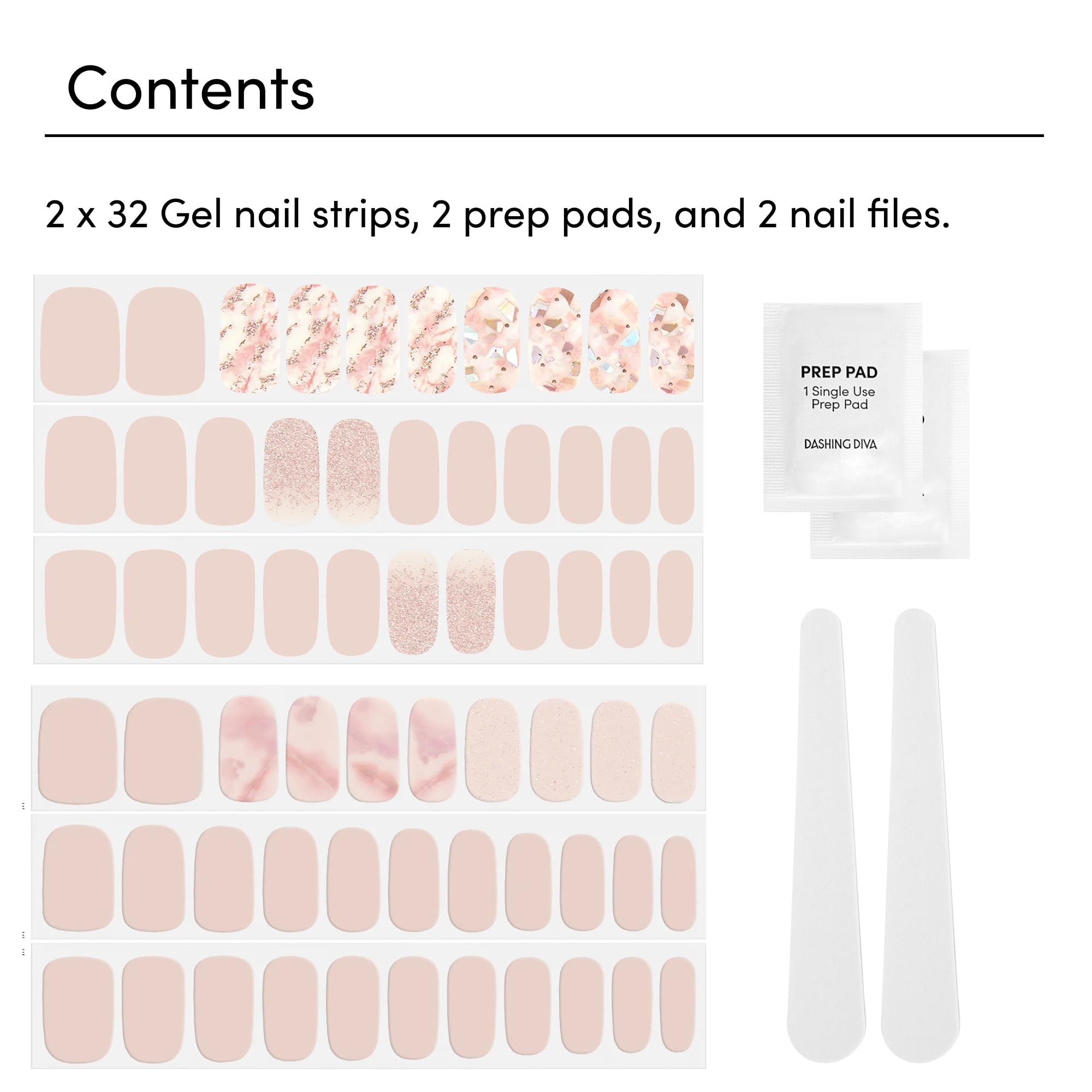 Dashing Diva application step shows placing strips on nails for a quick, smooth fit.