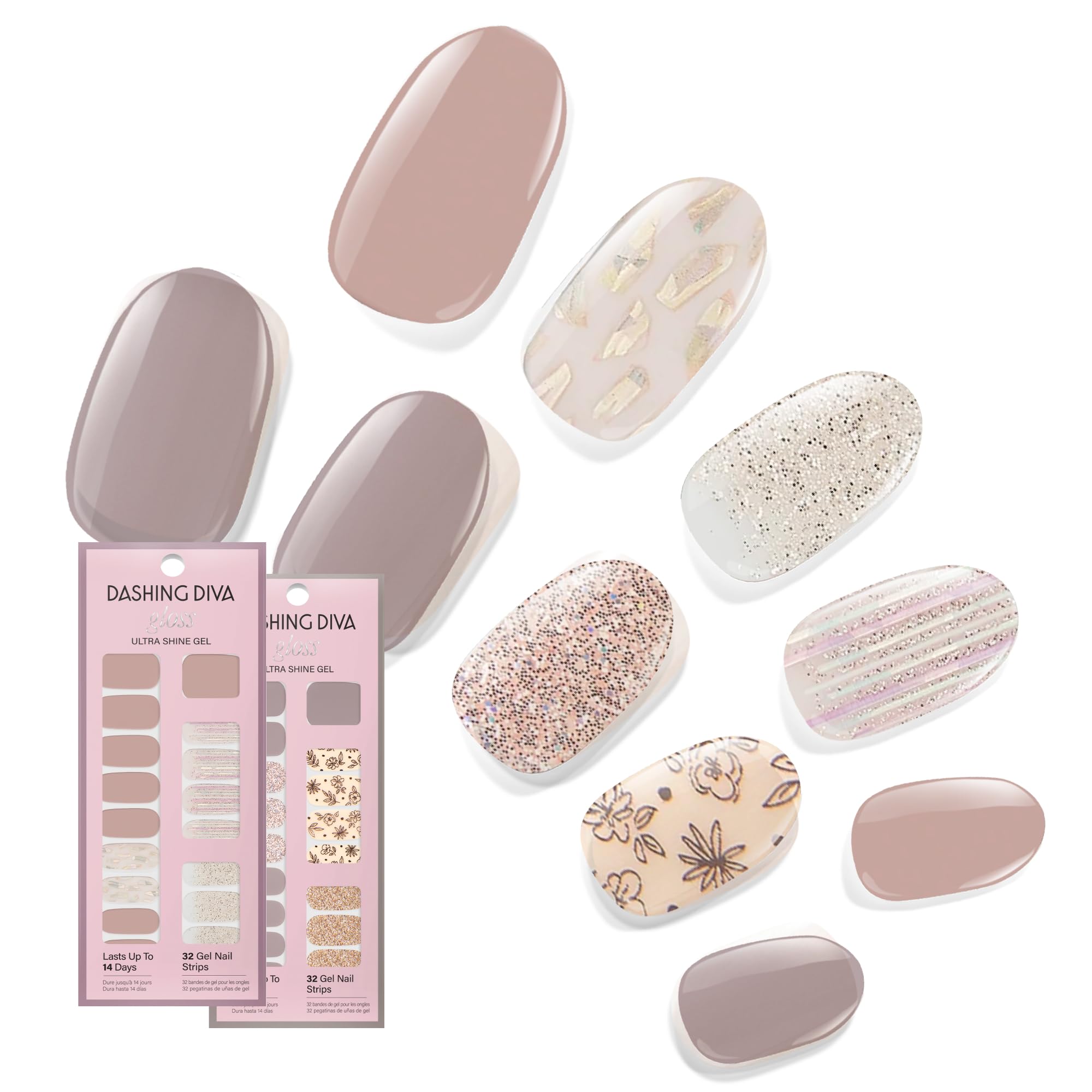 Dashing Diva Gloss Nail Strips Lavender Dreams close-up for a glossy, long-lasting manicure.
