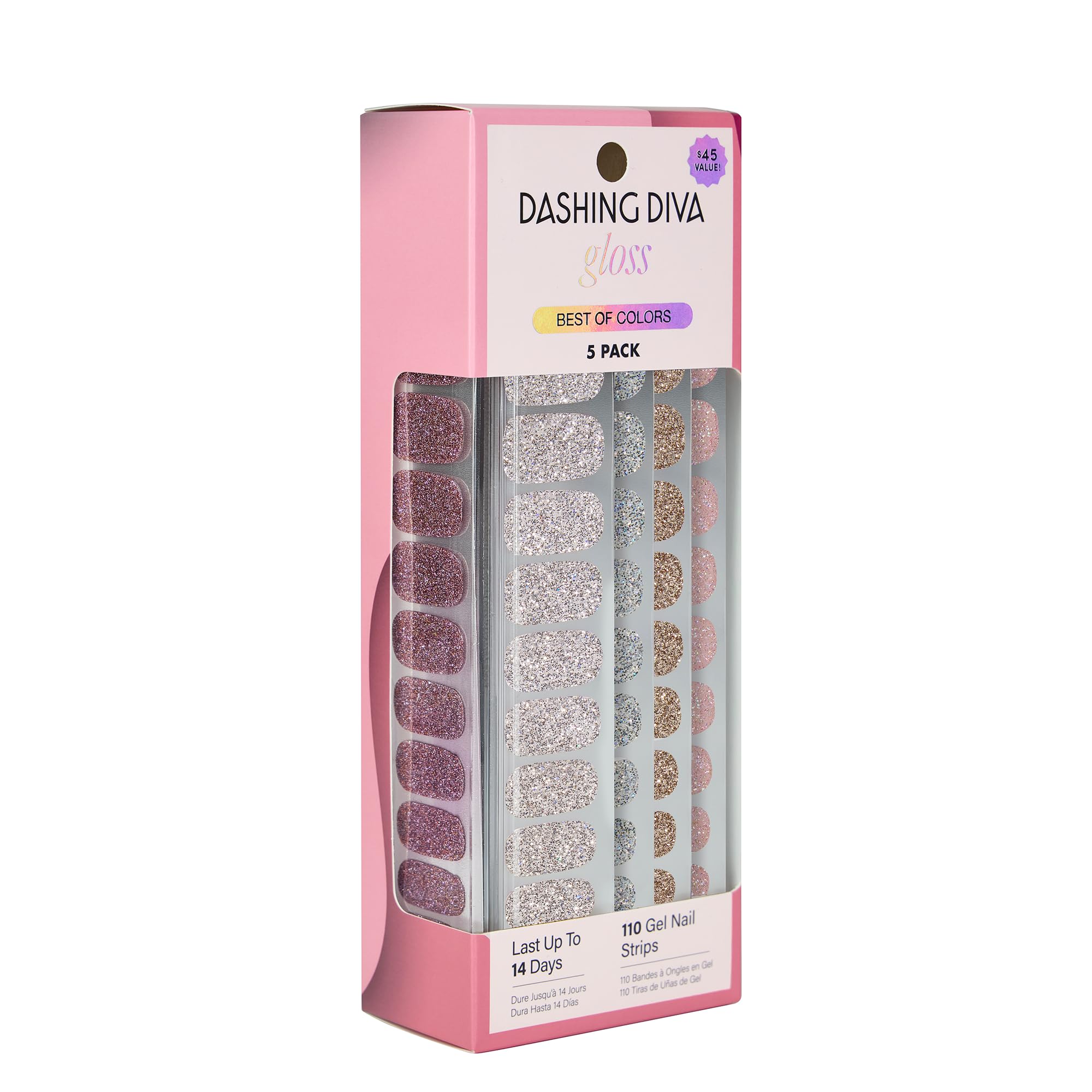 Dashing Diva Gloss Nail Strips kit packaging highlighting contents