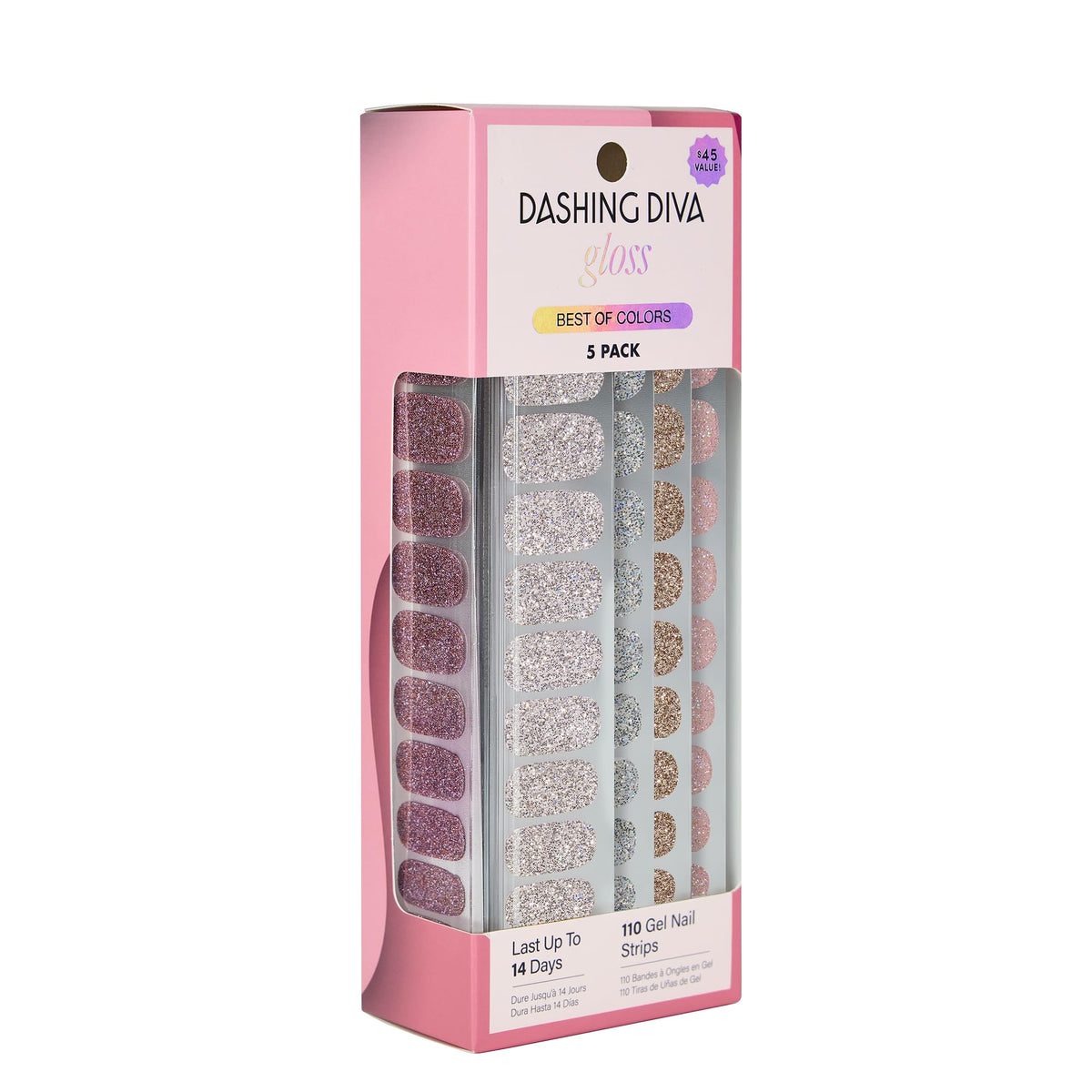 Dashing Diva Gloss Nail Strips kit packaging highlighting contents