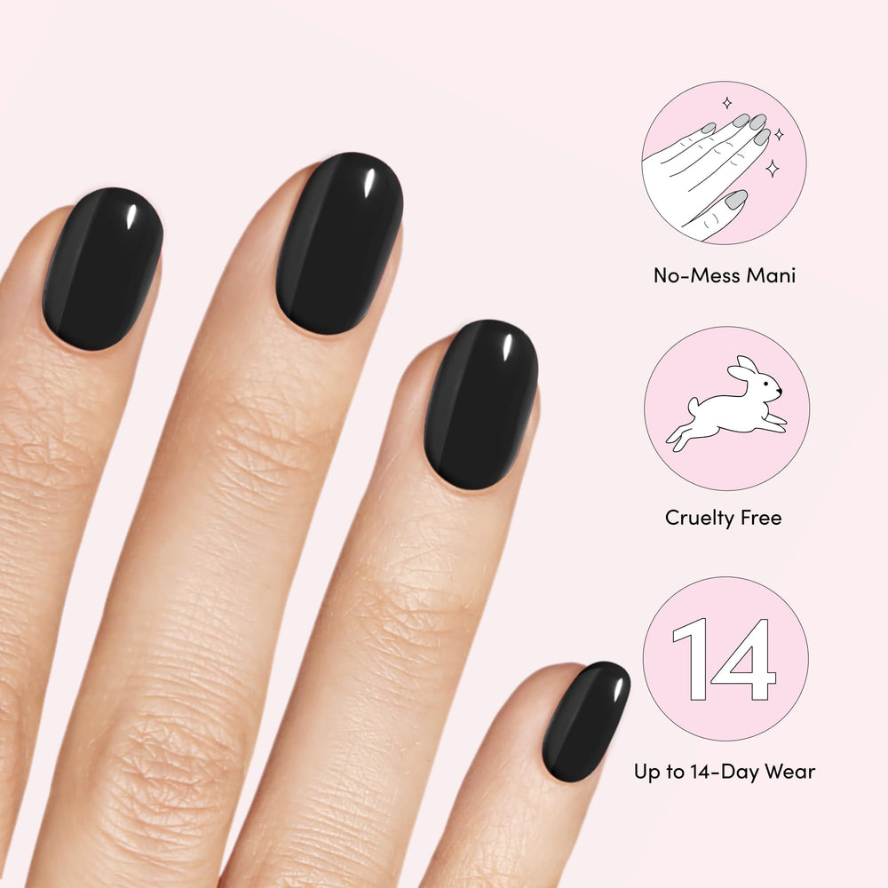Pressing Dashing Diva Gloss nail strip onto nail for instant color and shine.