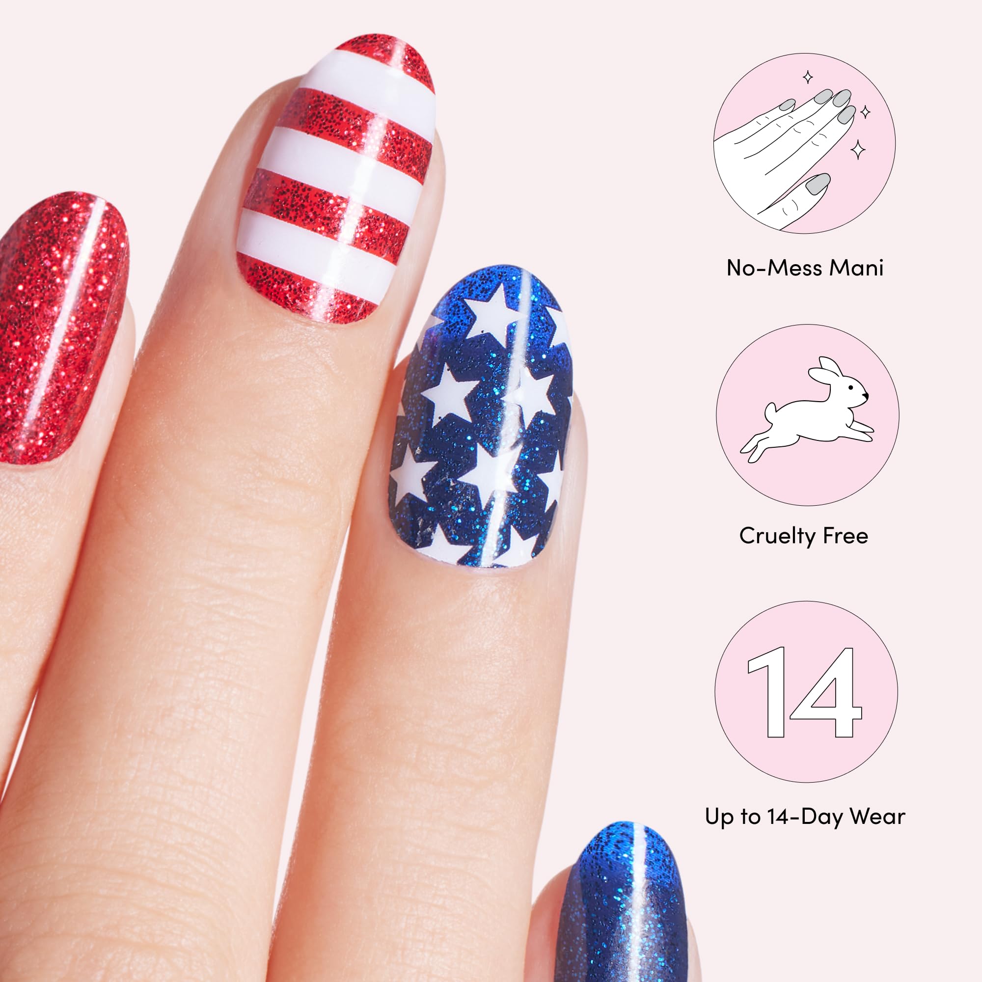 Dashing Diva glossy manicure on fingers for long-lasting shine.