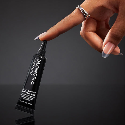 Close-up of GelXtend glue in use, showing cushion-effect adhesion.