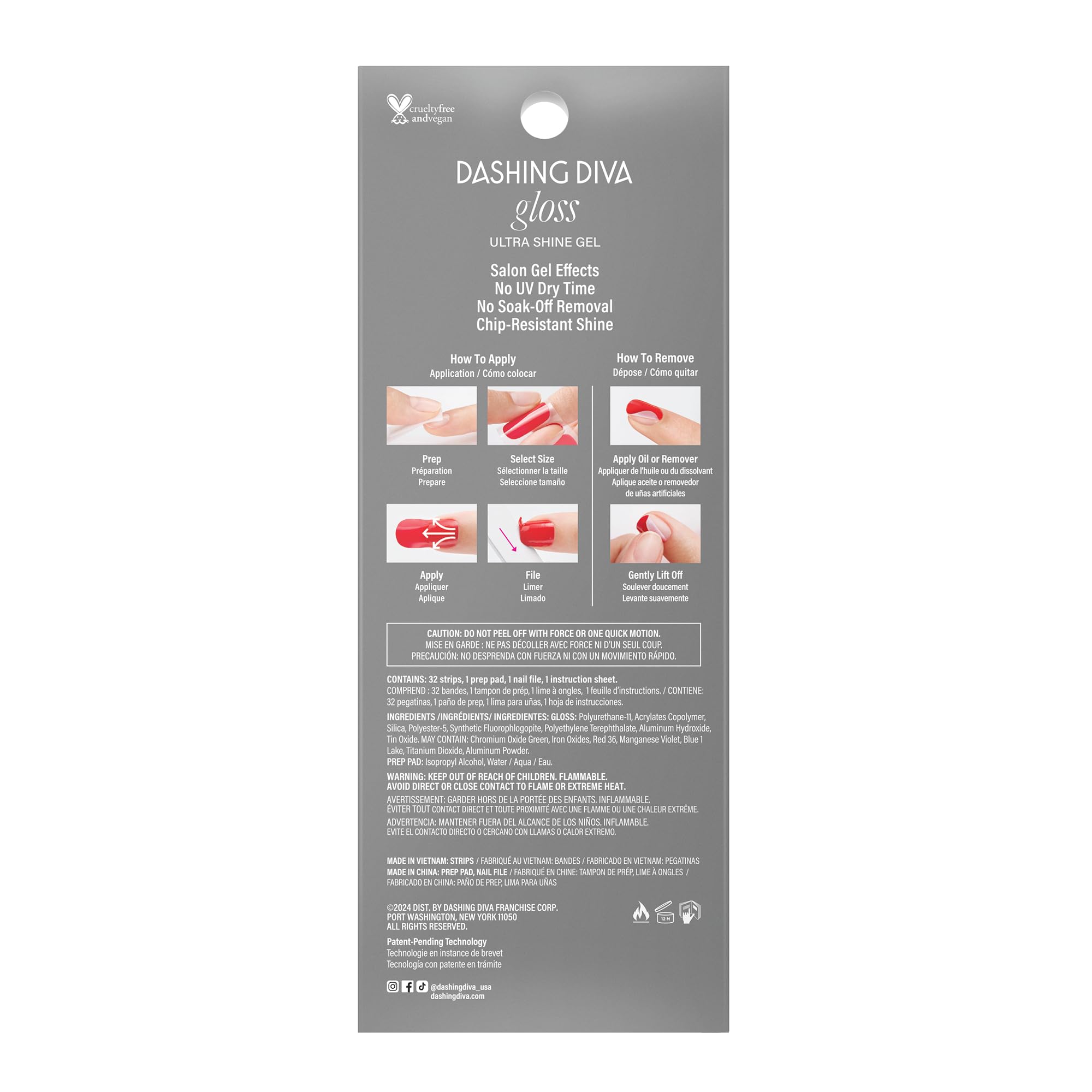 Dashing Diva prep pad and file included for clean, precise nail prep.