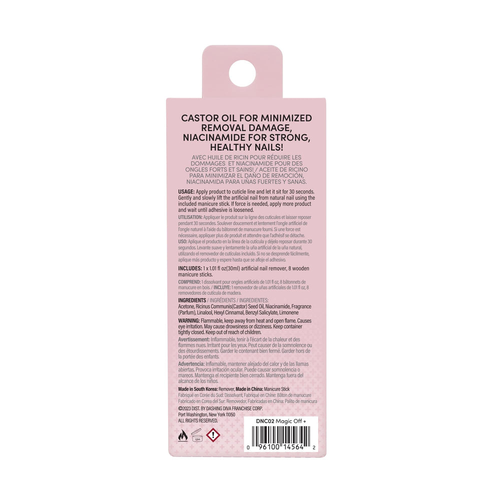 Dashing Diva Magic Off+ remover applied on nail to ease removal