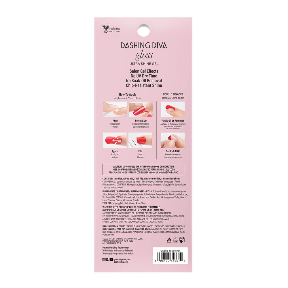 Dashing Diva nail file included for precise edge shaping before applying
