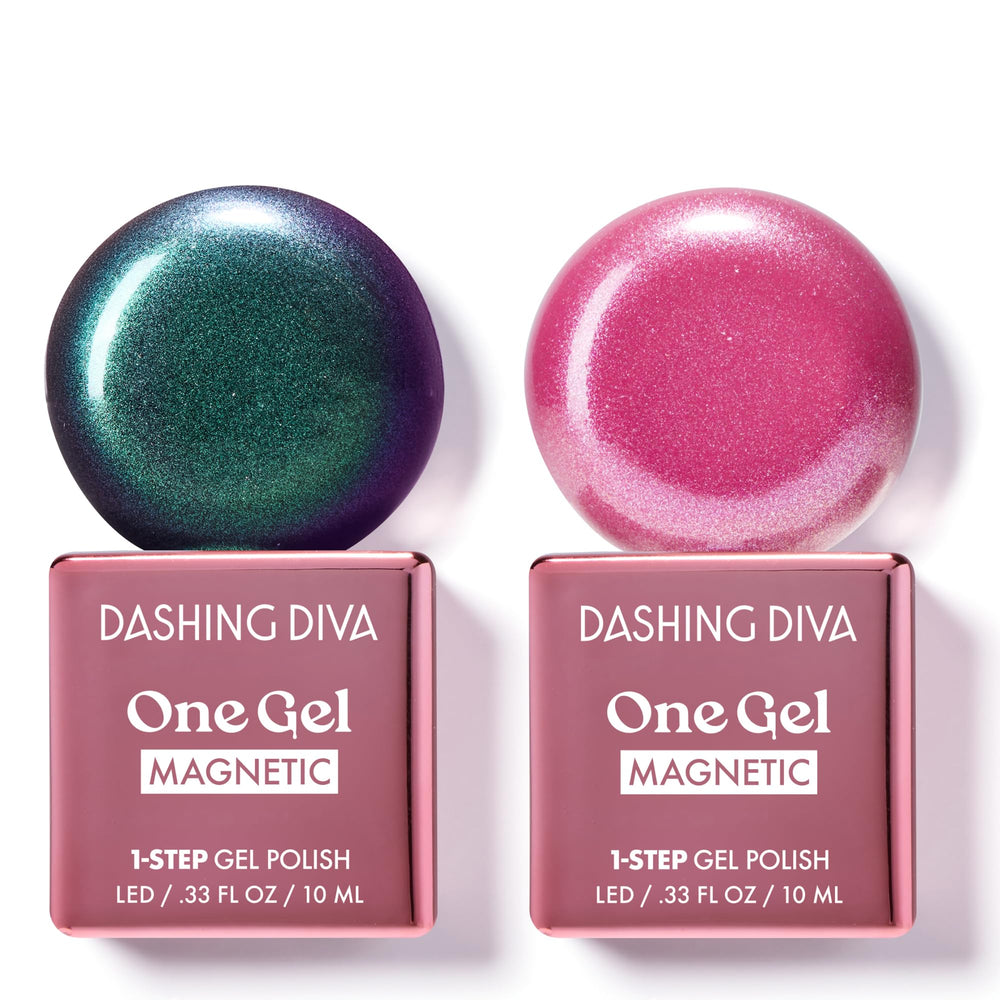 Dashing Diva One Gel Magnetic Polish Watermelon Rogue bottle with teal-indigo shimmer