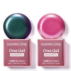 Dashing Diva One Gel Magnetic Polish Watermelon Rogue bottle with teal-indigo shimmer