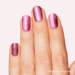 Dashing Diva One Gel Magnetic Polish Watermelon Villainous bottle with berry-pink shimmer