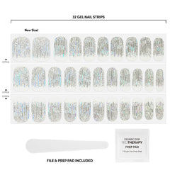 Dashing Diva silver iridescent glitter strips for a salon-style at-home look