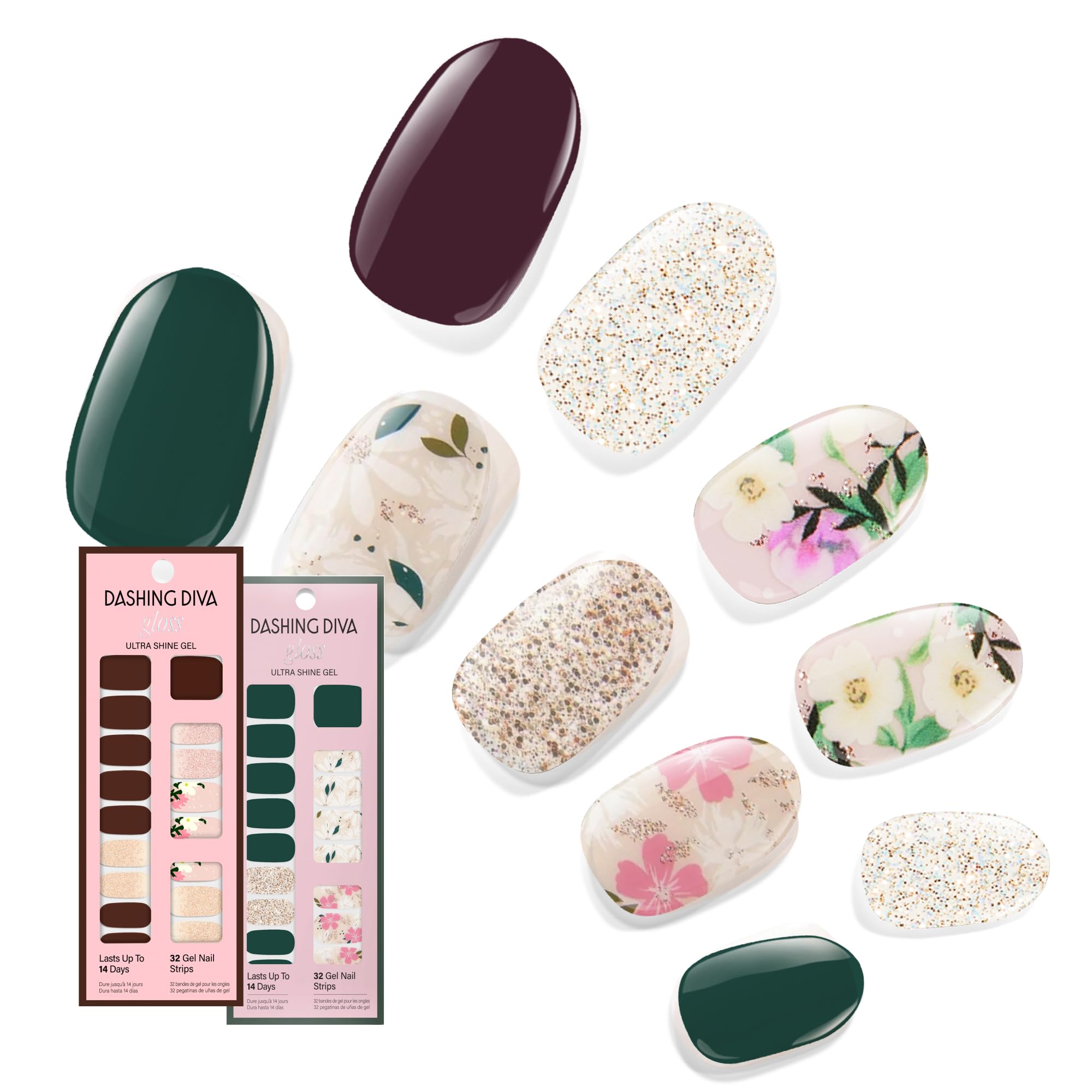 Dashing Diva Winter Florals Baby Bouquet nail strips for a glossy, long-wear finish