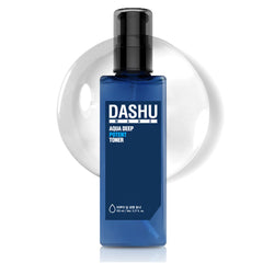 DASHU Mens Aqua Deep Potent Toner bottle front; refreshed skin and smoother pores.