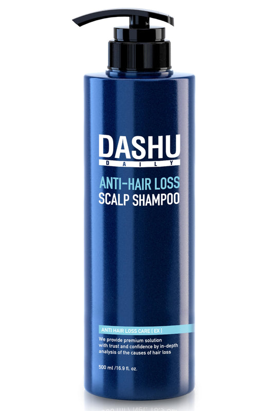 DASHU Revitalizing Protein Shampoo bottle showing nourishing scalp and potential thickness boost