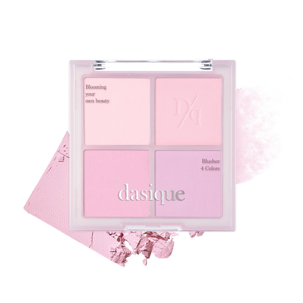 Dasique Blending Mood Cheek 02 palette swatches enhance cool tones with a natural glow.