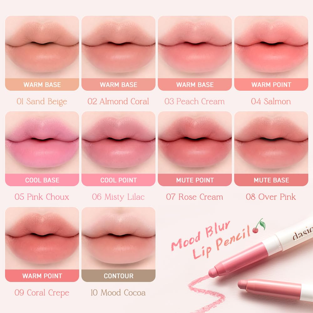 Dasique Mood blur lip pencil long wear swatch shows smudge-proof color