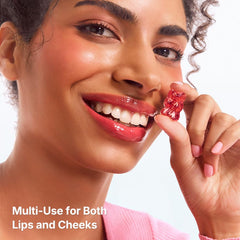 Dasique Chewing Glow Pot 17 Lavender Mochi swatch demonstrates lip and cheek tint in one step.