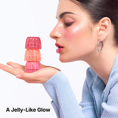 Dasique Chewing Glow Pot Apple Jelly swatches on cheeks for subtle, radiant tint.