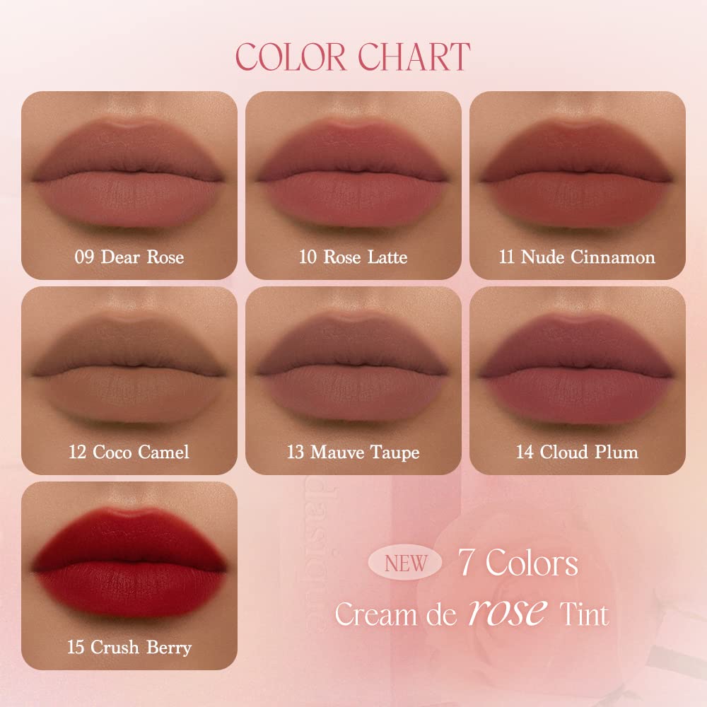 dasique Cream De Rose Tint texture highlights a cream velvet feel on lips