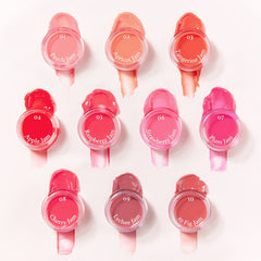 dasique Fruity Lip Jam application-closeup demonstrates smooth, non-sticky texture on lips.