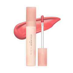 dasique Water Blur Tint 04 Rosy Coral lip swatch with vibrant color and long-lasting feel.