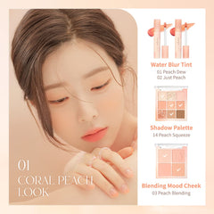 dasique Water Blur Tint 04 Rosy Coral packaging closeup highlights eco-friendly vibe.