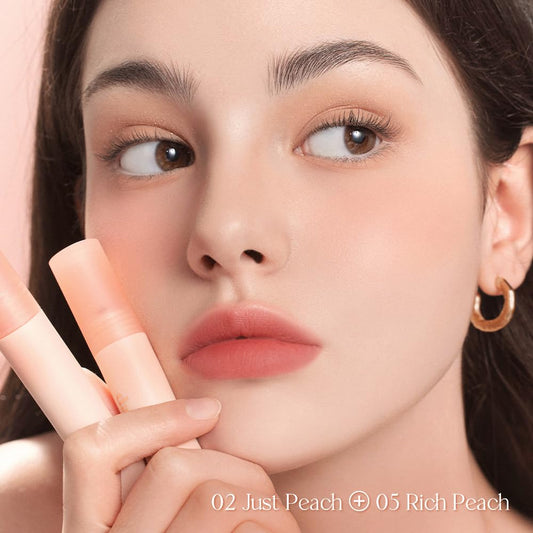 Dasique Water Blur Tint 05 Rich Peach silky finish appears after application.
