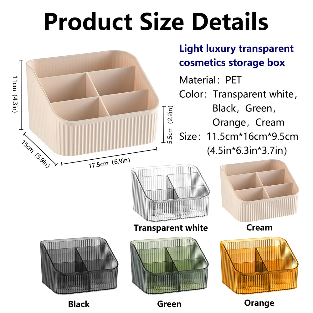 DASITON cosmetic display case in cream presents items stylishly on vanity or dresser