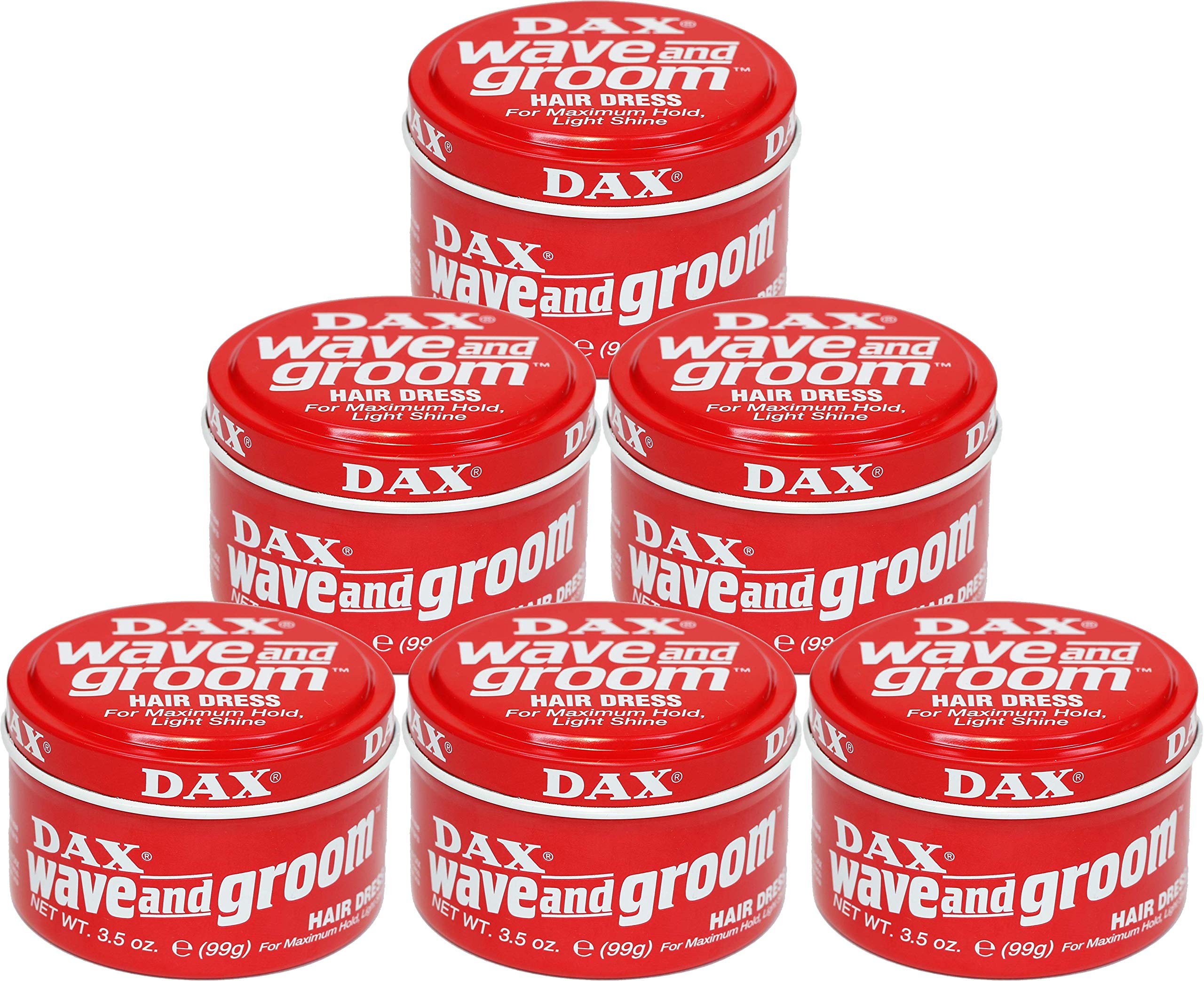 DAX Wave and Groom Hair Dress jar front view, thick pomade for short hair waves