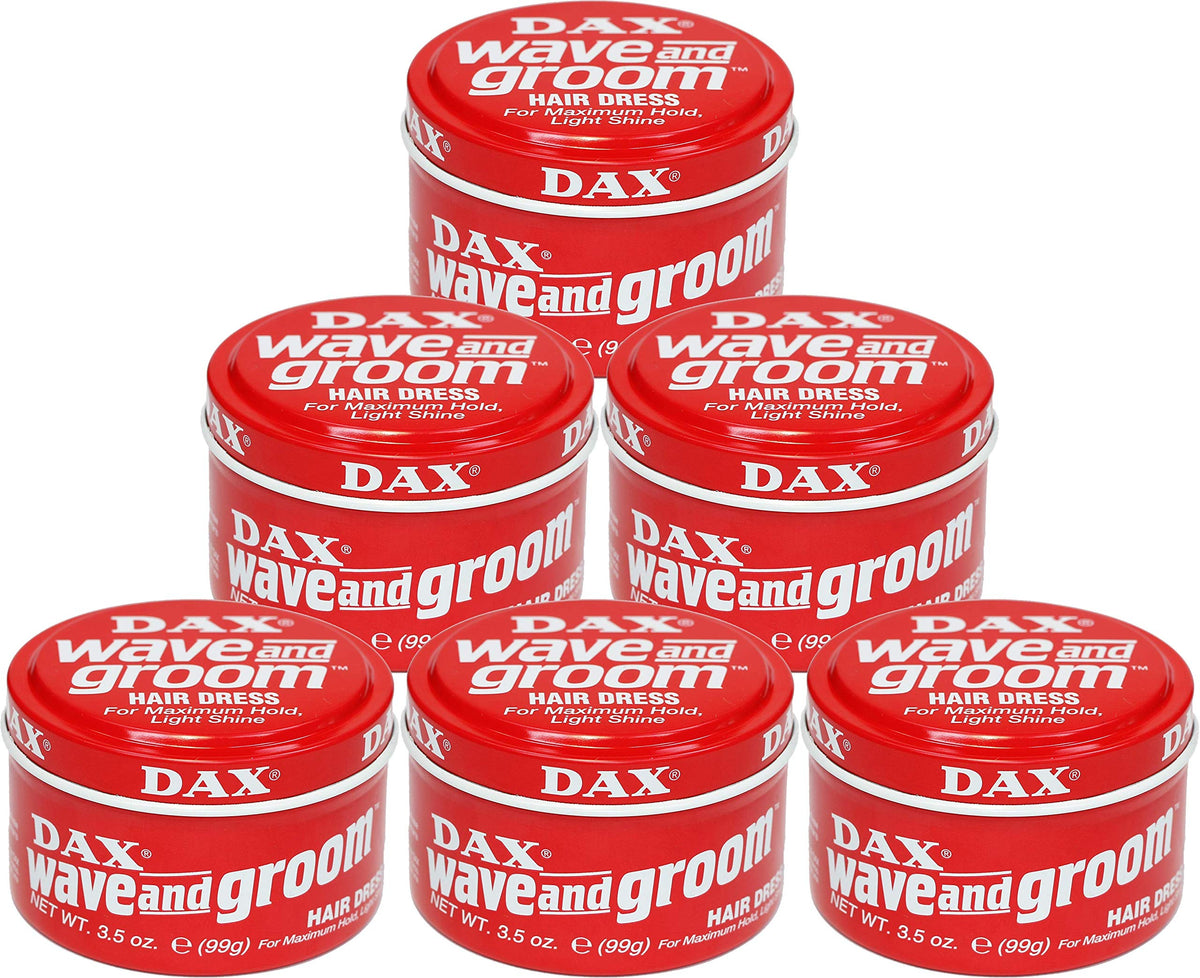 DAX Wave and Groom Hair Dress jar front view, thick pomade for short hair waves