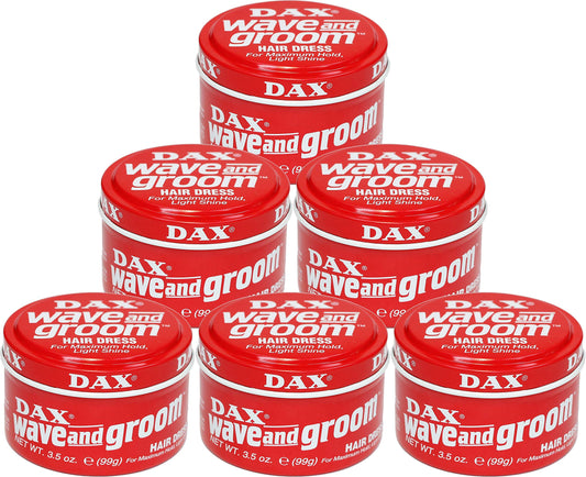 DAX Wave and Groom Hair Dress jar front view, thick pomade for short hair waves