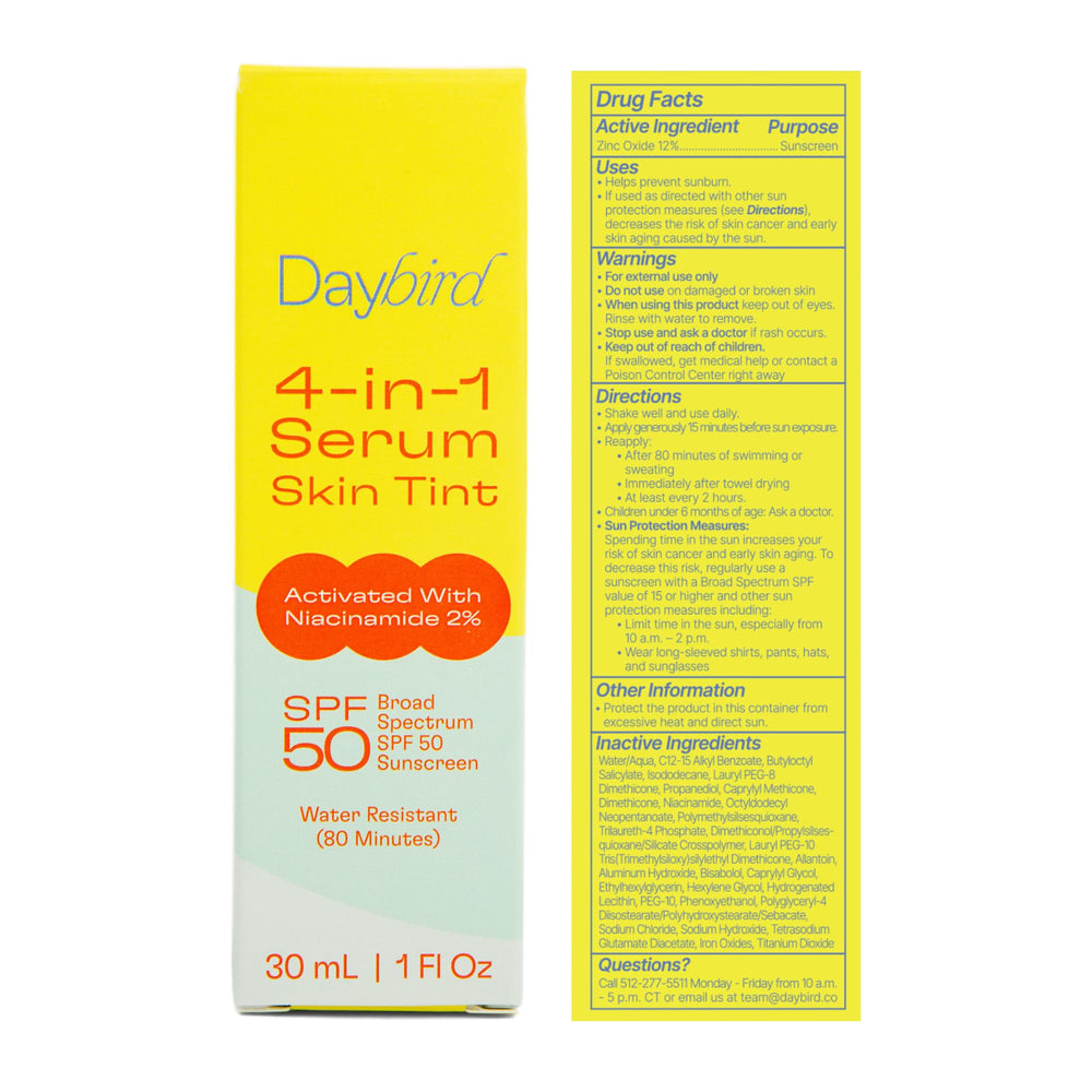 Daybird water-resistance up to 80 minutes shown on sample skin