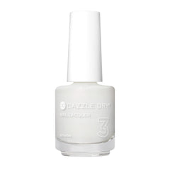 Dazzle Dry Poised bottle front showing semi-sheer iridescent white with pink shimmer for a delicate manicure