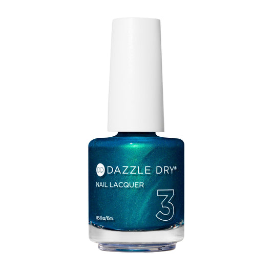 Dazzle Dry Speed Boat aquamarine metallic nail lacquer swatch for fast-drying wear.