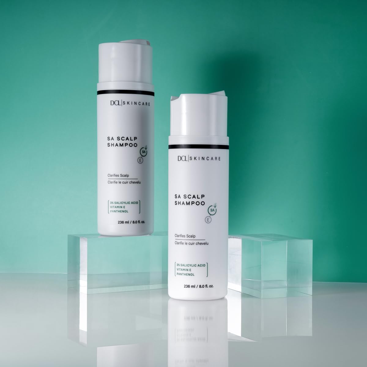 DCL Scalp Therapy Shampoo closeup highlights salicylic acid benefits
