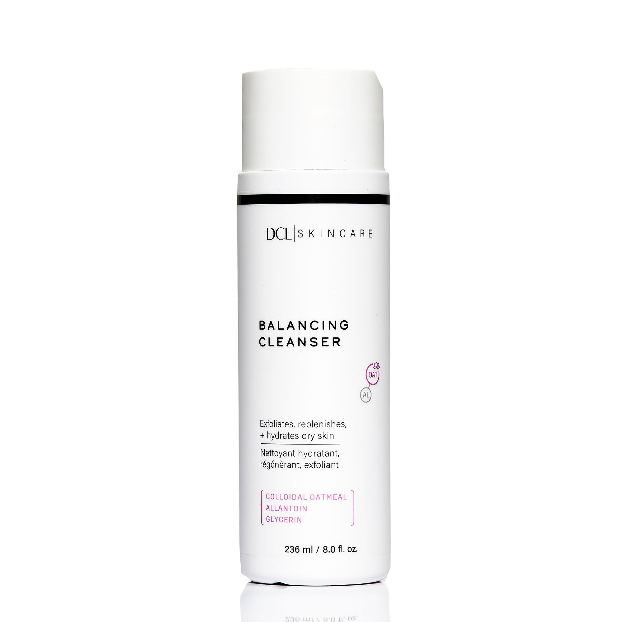 DCL Balancing Cleanser bottle on a clean surface for dry, mature skin.