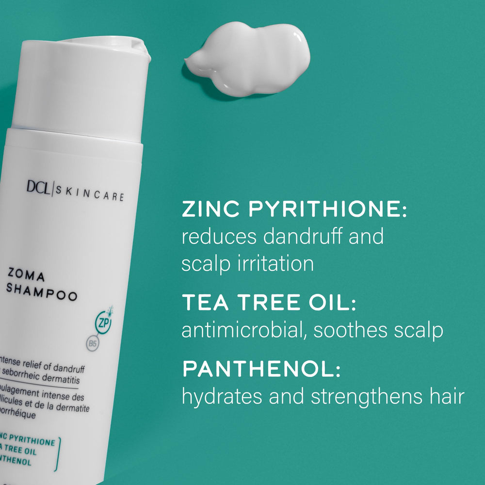 Close-up of DCL Zoma Dandruff Control Shampoo lather forming for soothing scalp.