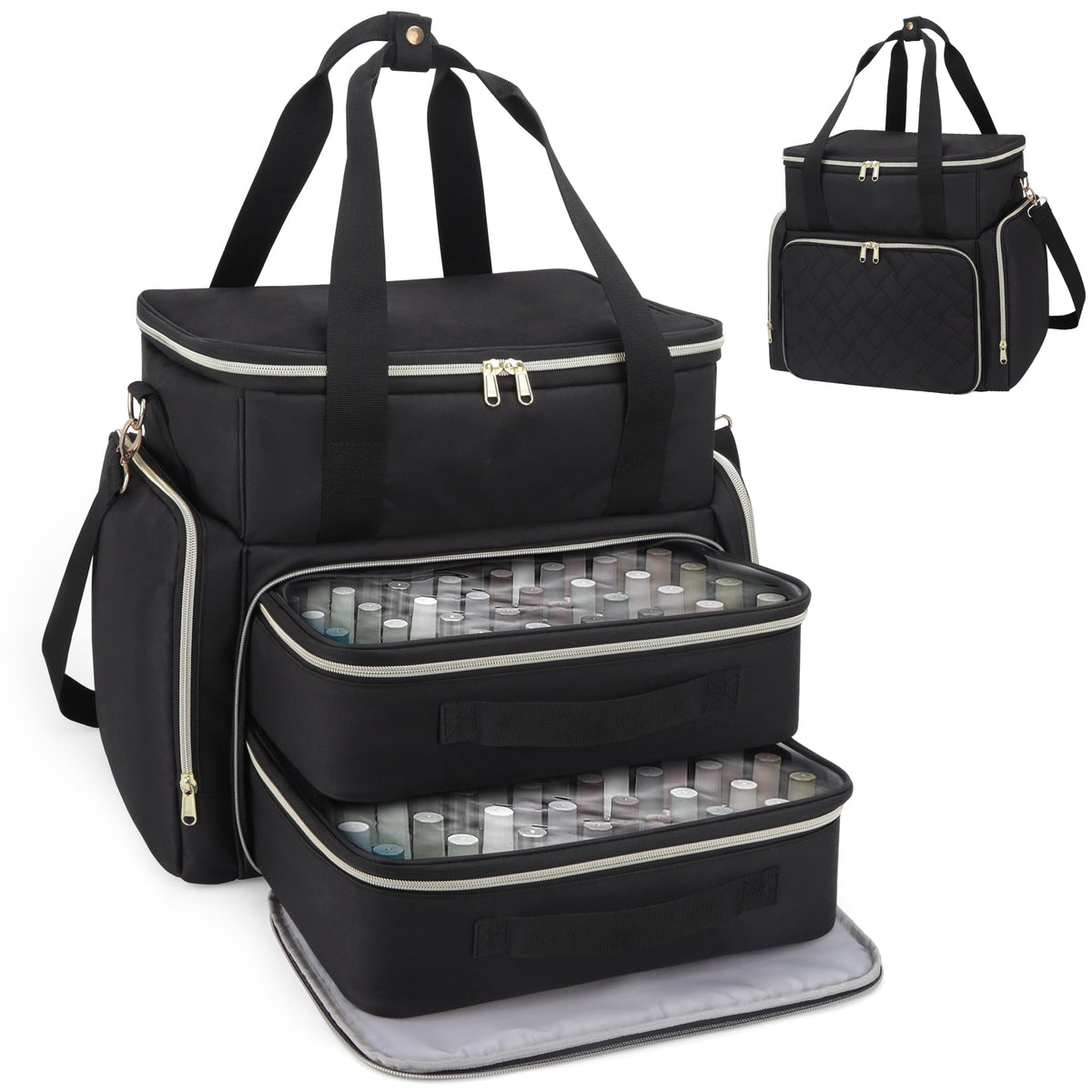DD DEVILLI nail polish organizer with 96-bottle capacity for easy on-the-go access.