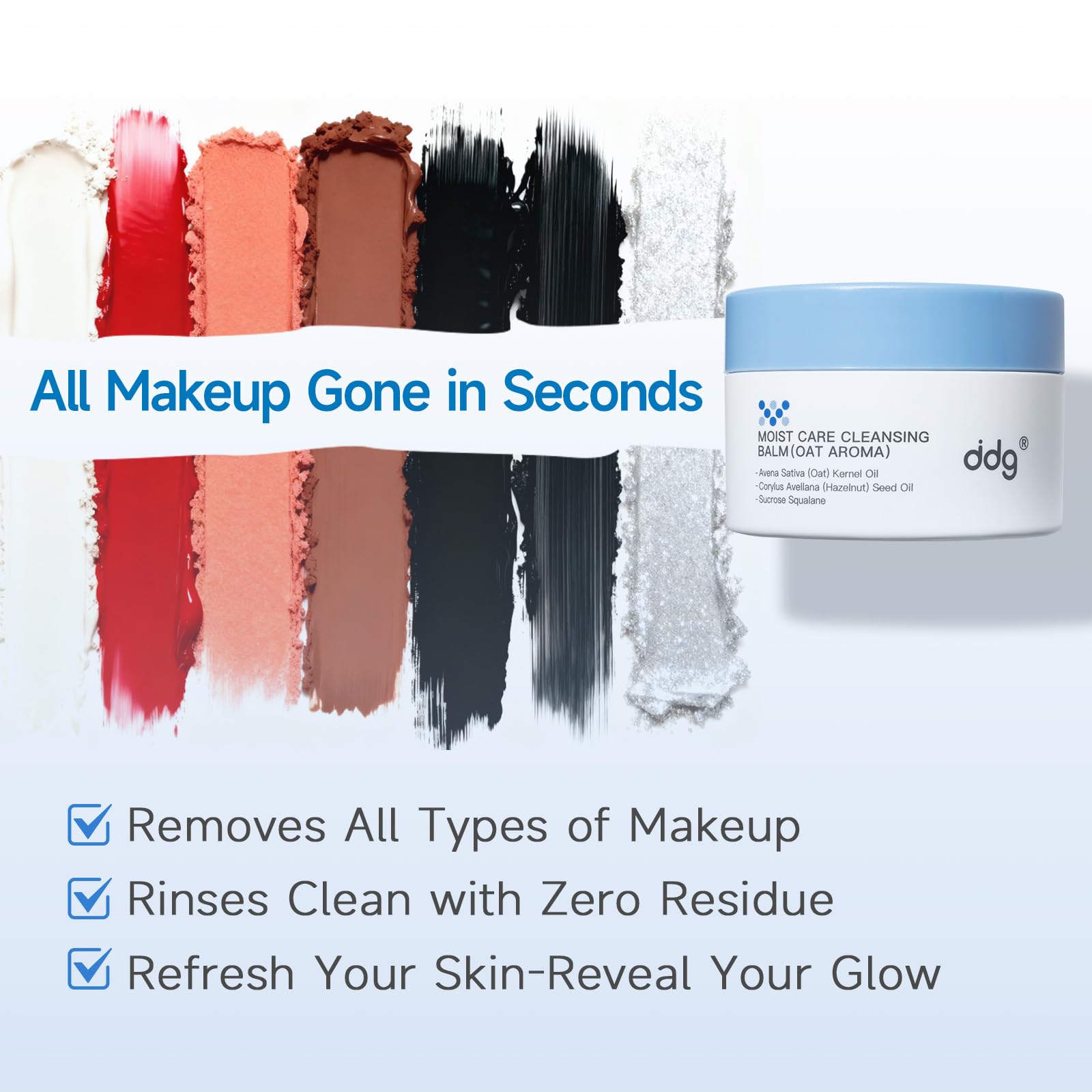 ddg Cleansing Balm ingredients oat kernel oil and squalane nourish while cleansing.